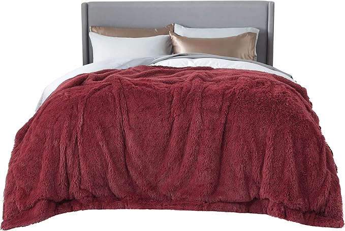 Bedsure GentleSoft Fluffy Burgundy Red King Size Blanket for Bed, Thick Soft Sherpa Faux Fur Fleece Bedding Fuzzy Plush Winter Warm Heavy Big Large King Blanket, Cozy Red Gifts for Men Women, 108x90-Ruum Studio Home