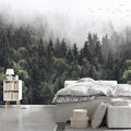 WFBHUA-Foggy Forest Woodland Wallpaper Green Nature Landscapes Wall Murals for Bedroom Living Room(Not Peel and Stick)-Ruum Studio Home