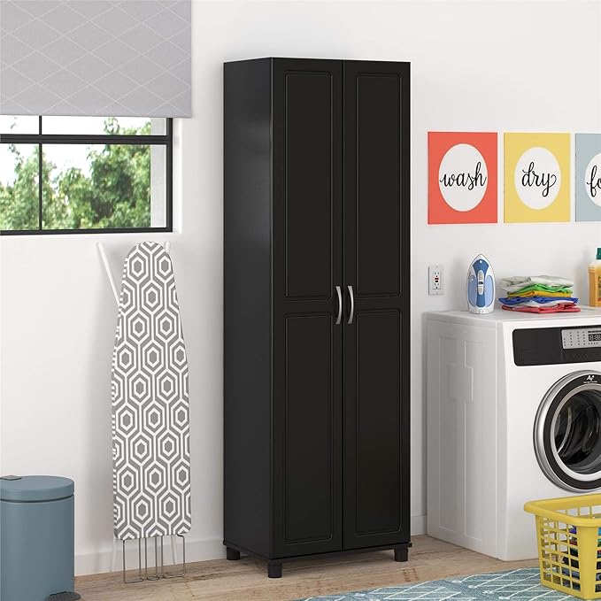 SystemBuild Evolution Kendall 24" Engineered Wood Utility Storage Cabinet Black-Ruum Studio Home