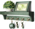 Rebee Vision Farmhouse Pine Wood Key Holder Wall Mount with Shelf for Home Improvement - Rustic Wall Mail Holder for Farmhouse Room Decor - Perfect Mail Organizer for Home (Green)-Ruum Studio Home