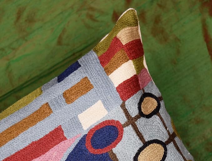 Hundertwasser Modern Pillow Cover Contemporary Pillowcase Accent Outdoor Pillows Abstract Couch Cushion Farmhouse Throw Pillows | Mid Century Chair Cushions | Handmade Wool Size 18x18-Ruum Studio Home