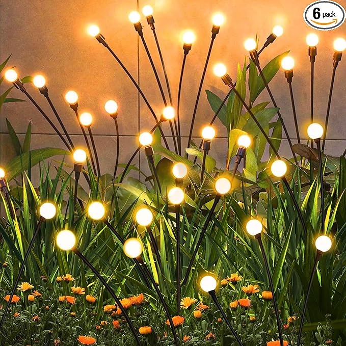 Solar Lights Outdoor Garden – 6 Pack 36 LEDs Solar Firefly Lights, Swaying Lights Waterproof, Solar Decorations for Yard Patio Pathway Lawn Gardening Gifts-Ruum Studio Home