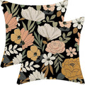 CXMEIFLY Spring Floral Pillow Covers 20 x 20 Inch Set of 2 for Vintage Pink Mustard Yellow Cream Flowers Decor Throw Pillows Plant Black Outdoor Decorative Cushion Cases for Couch Bed Decorations-Ruum Studio Home