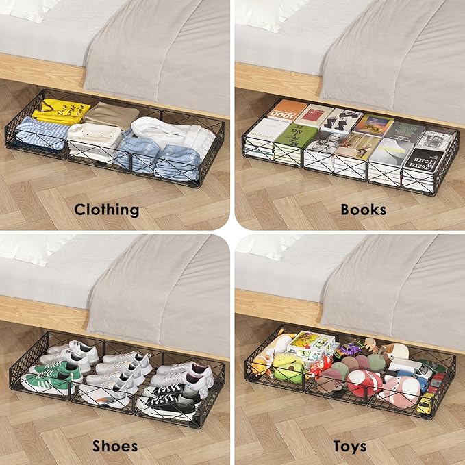 NADAMOO Large Under Bed Storage with Wheels, Low Profile Rolling Under Bed Storage Containers，Foldable Metal Under the Bed Organizer Bins for Bedroom，2 Packs-Ruum Studio Home