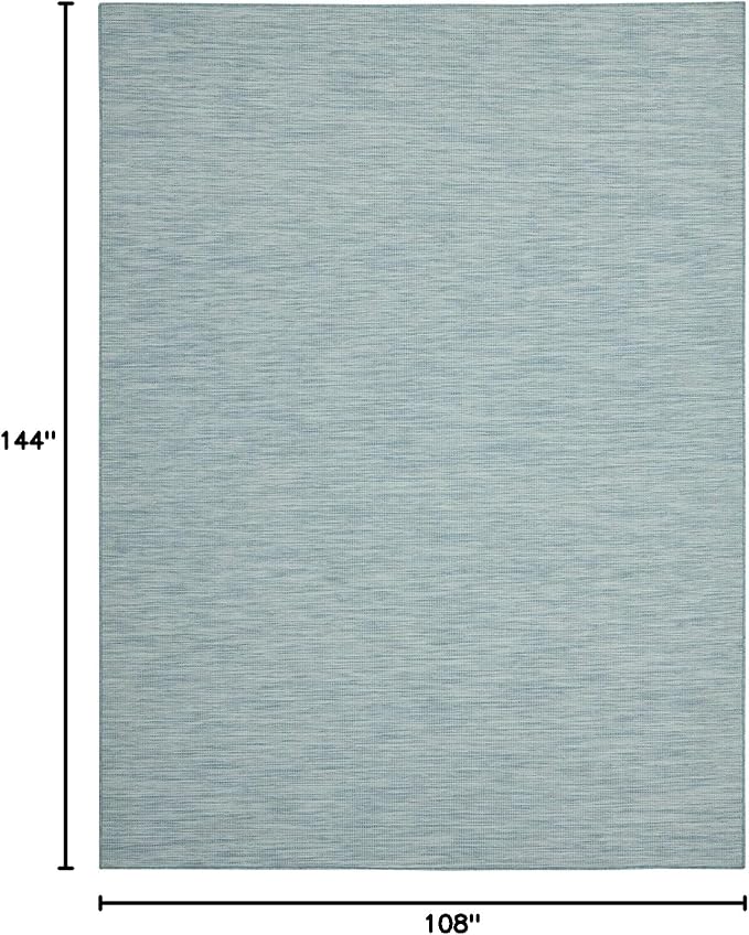 Nourison Positano Indoor-Outdoor Aqua 9' x 12' Area Rug, Easy Cleaning, Non Shedding, Bed Room, Living Room, Dining Room, Backyard, Deck, Patio (9x12)-Ruum Studio Home