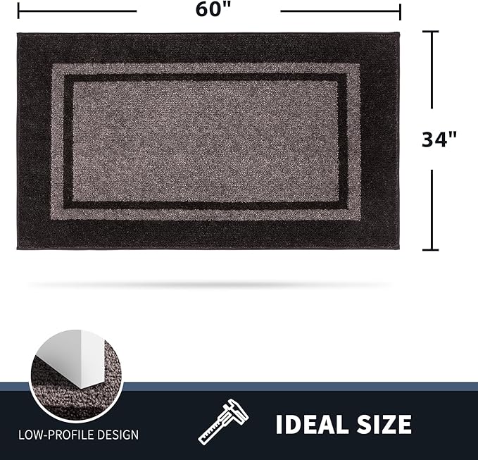 PURRUGS Dirt Trapping Door Mat 34" x 60", Non-Slip/Skid Machine Washable Entryway Rug, Shoes Scraper, Area Rug, Super Absorbent Welcome Mat for Muddy Wet Shoes and Paws, Grayish Brown & Coffee-Ruum Studio Home