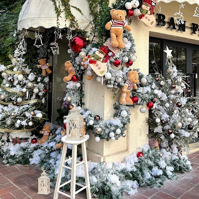 NEEDOMO Lanterns Decorative Outdoor&Indoor, Set of 4 (14"&10") Beige Metal Lantern Decor with Glass, Candle Holder for Porch, Patio, Garden, Balcony, Wedding, Table Centerpiece-Ruum Studio Home