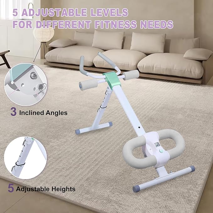 Ab Workout Equipment Abdominal Trainer, Adjustable Ab Machine at Home Gym, Foldable Abdominal Exercise Machine, Core & Ab Trainer Machine for Stomach Workout with LCD Monitor-Ruum Studio Home
