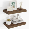 16 Inch Floating Shelves, 16"x9.25"x1.5" Inch Deep Floating Shelves for Wall, Wooden Shelves for Bathroom, Bedroom, Living Room, Brown-Ruum Studio Home
