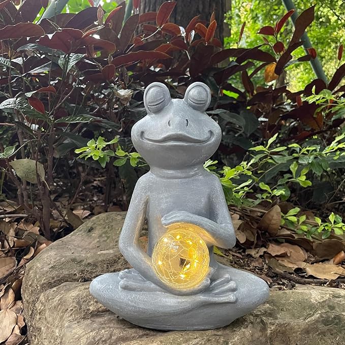 Solar Frog Garden Figurines Solar Lights Yoga Frog Statue for Outdoor Garden Patio Yard Frog Decor Gifts for Women Grandma Mother's Day Birthday Gifts-Ruum Studio Home