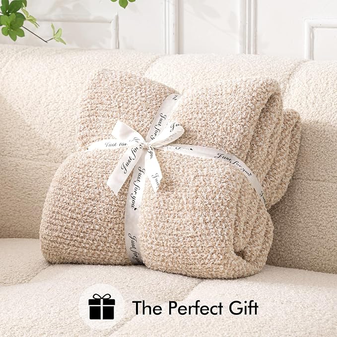 MIULEE Beige Super Soft Throw Blanket for Couch, Cozy Fluffy Warm Throws Knit Blankets for Sofa, Bed, Chair, Living Room, Camping, Picnic, 50 x 60 inch-Ruum Studio Home