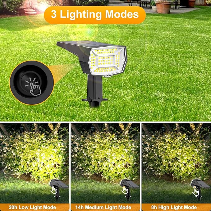 Fabrito 72 LEDs Solar Spot Lights Outdoor Waterproof, 3 Modes Landscape Spotlights, Dusk to Dawn Solar Powered Flood Wall Lights for Outside, Solar Garden Lights for Yard Porch 10 Pack (Cool White)-Ruum Studio Home