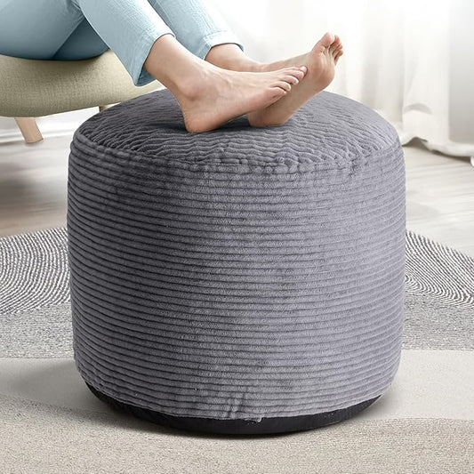 Dual-Size Corduroy Footrest with Hidden Zipper – Ergonomic Memory Foam Ottoman Poufs for Office Desks, Couches & Delicate Floors, Dark Gray 20"x 15"-Ruum Studio Home