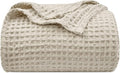 PHF Ultra Soft Waffle Weave Blanket Queen Size 90"x 90"- Washed Lightweight Breathable Cozy Woven Blanket for Bed - Aesthetic Decor for Couch Bedding Sofa Home Car - Light Khaki/Linen-Ruum Studio Home