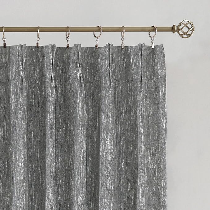 Vision Home Charcoal Grey Full Blackout Curtains Pinch Pleated Room Darkening Window Curtains 63 inch for Living Room Bedroom Thermal Insulated Pinch Pleat Drapes with Hooks Back Tab 2 Panel 40"Wx63"L-Ruum Studio Home