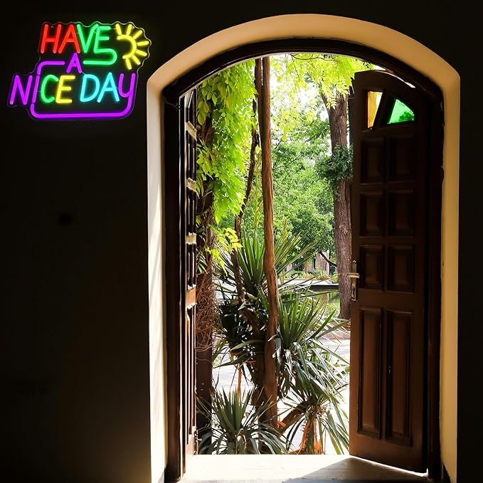 Have A Nice Day Neon Sign for Wall Colorful Letter Neon Light Sun LED Neon Lights Signs Dimmable Words Light Up Signs for Bedroom Living Room School Office Dorm Party Decor Kids Gifts-Ruum Studio Home