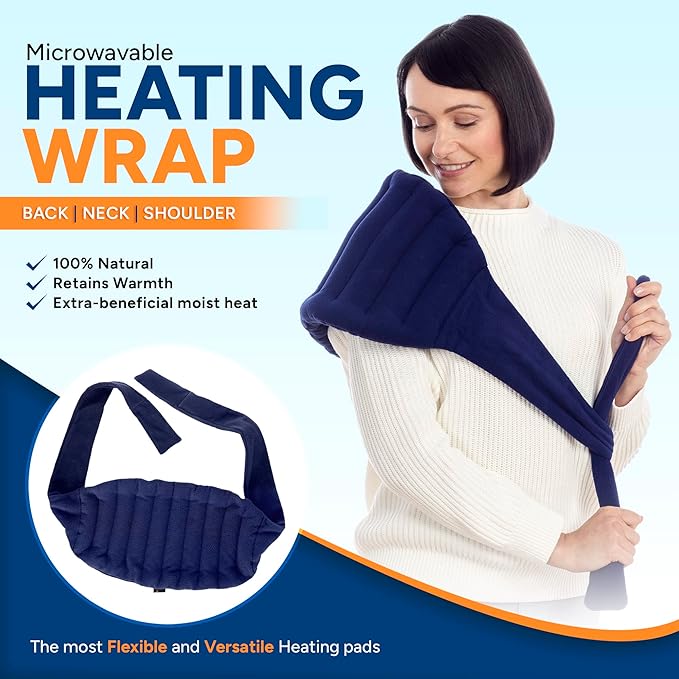 SunnyBay Microwave Heating Pad, Microwavable Moist Hot/Cool Bean Bag Wrap for Neck, Shoulder, Knee, or Back Pain with XL Fastening Straps, 10x18 Inch Heating Area, 2.8 Lbs, FSA HSA Eligible, 78 Inches-Ruum Studio Home
