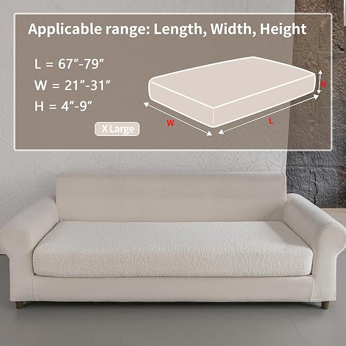 Couch Cushion Covers for Sectional Sofa, Stretch Soft Sofa Slipcovers Washable Wear-Resistant Universal Furniture Protector for Living Room(1 Piece Oversized Cover, Ivory)-Ruum Studio Home