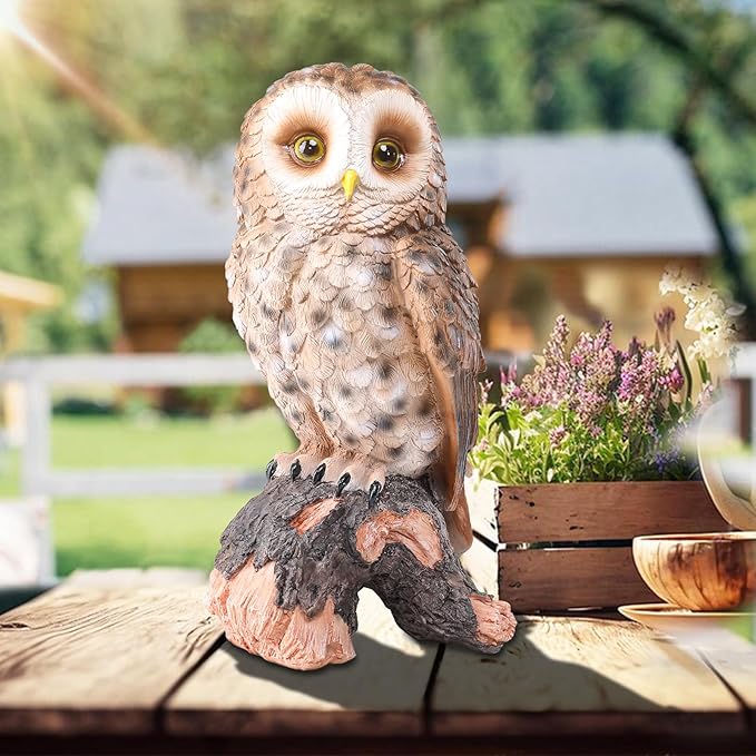 WONDER GARDEN Owl Statue Decor, Outdoor Resin Owl Figurine Sculpture for Home Porch Patio Lawn Yard Decorations or Housewarming Gifts-Ruum Studio Home