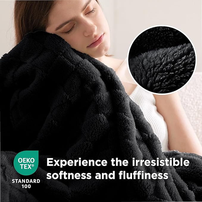 Bedsure GentleSoft Twin Blanket for Bed Black - Super Soft Cozy Blankets for Women Men Girls, Cute Fuzzy Fleece Throws for Bedroom Couch, 60x80 Inches-Ruum Studio Home