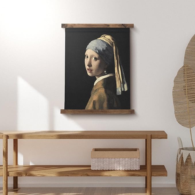 American Art Decor Girl with a Pearl Earring Tapestry Vintage Hanging Canvas Wall Art by Johannes Vermeer-Ruum Studio Home