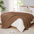 L'AGRATY Chunky Knit Blanket Throw: 80''x90'' Chenille Chunky Knitted Throw Blanket for Bed Couch - Handmade Thick Big Cable Knit Blanket - Large Chunky Crochet Rope Blanket for Home Decor(Brown)-Ruum Studio Home