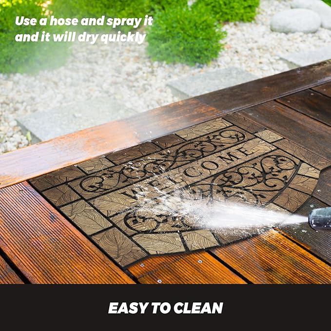 Durable Welcome Door Mats, 24"x36" Heavy-Duty Large Welcome Mat for Front Door with Non-Slip Rubber Backing, Door Mats for Outside Entry High Traffic Area（Leaves）-Ruum Studio Home