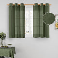 LAMIT Sheer Linen Curtains 40 inch Long for Small Windows, Olive Green Light Filtering Curtains Bronze Grommet Linen Textured Neutral Boho Christmas Drapes for Kitchen/Cafe, 2 Panels, 34 x 40 Inch-Ruum Studio Home
