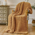Esterra Chunky Knit Throw Blanket Newly Upgraded Heavy Tighter Version, Handmade Chenille Throw Super Soft, Thick Yarn Cable Knit Crochet Throw Blanket for Couch Bed Sofa (50"x60" Mustard Yellow)-Ruum Studio Home