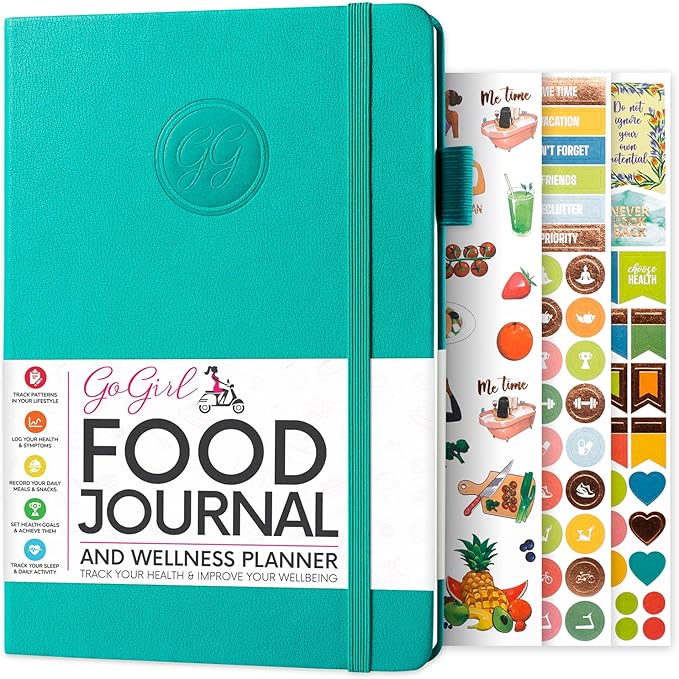 GoGirl Food Journal & Wellness Planner –– Diet & Fitness Diary – Nutrition Journal with Meal, Exercise & Weigh Loss Tracker, A5 (Turquoise)-Ruum Studio Home