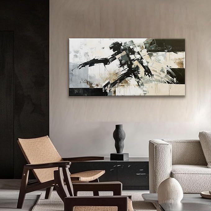 TAIJXAGSG Modern Wall Art Minimalist Abstract Wall Art Prints Painting Cool Robot Black White Canvas Art Wall Decor Picture For Bedroom Office Living Room Home Wall Decor 24"X48"-Ruum Studio Home