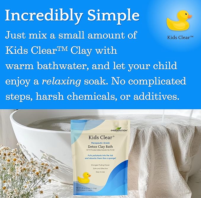 Kids Clear Detox Clay Bath, 100% Pure Sodium Bentonite - Cleansing and Purifying, by -Evenbetternow LLC – 2.5 lb (40 oz) Standard Size-Ruum Studio Home