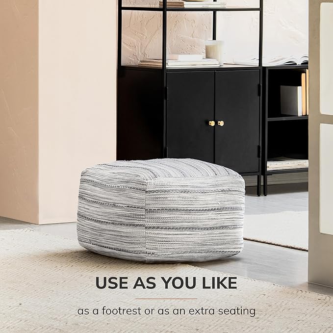 Anji Mountain 22"x22"x16" Handmade & Handcrafted Ottoman Pouf Comfortable Pouf Ottoman Foot Rest & Home Décor Accent for Living Room, Bedroom, Nursery, Kids Room, Patio-Ruum Studio Home
