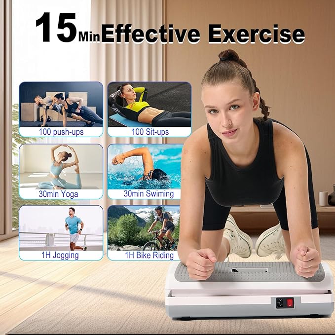 HOTWAVE Vibration Plate Exercise Machine for Lymphatic Drainage, Power Vibrating Plates Platform for Weight Loss - Whole Body Shaker Vibration Plate Machine Home Gym Shaping Fitness Workout-Ruum Studio Home