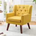 Accent Chair Button-Tufted Upholstered Living Room Chairs Comfy Reading Chair Mid Century Modern Chair with Linen Fabric Lounge Arm Chairs for Living Room Bedroom (Bright Yellow)-Ruum Studio Home