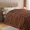 Lotus Karen Faux Fur Throw Blanket Dark Coffee - Big Bubble Rabbit Fluff Blanket for Couch Bed Sofa,Softest Fluffy Fuzzy Cozy Blanket,Thick Furry Plush Shaggy Warm Blankets for Women,90x90 Inches-Ruum Studio Home