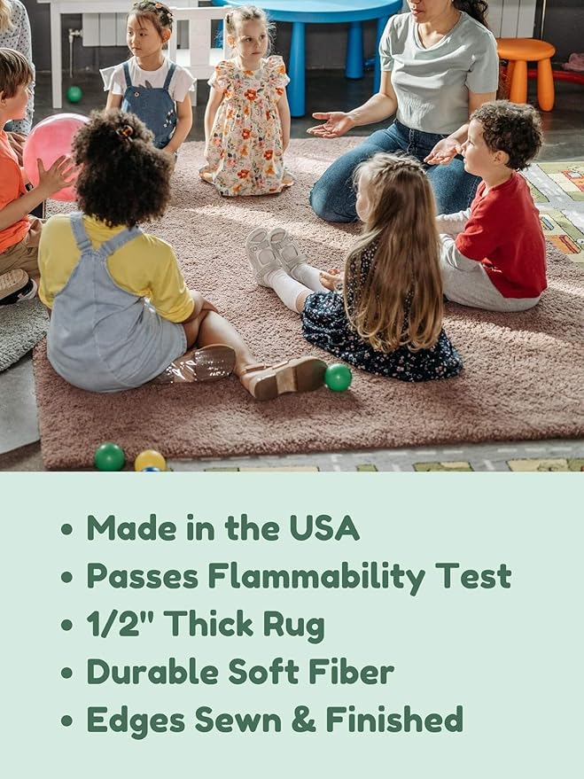 KOECKRITZ Soft and Colorful Kids Classroom Area Rugs (Passes Flammability Pill Test) Many Sizes and Bright Colors to Select from (11' x 11', Froggy)-Ruum Studio Home