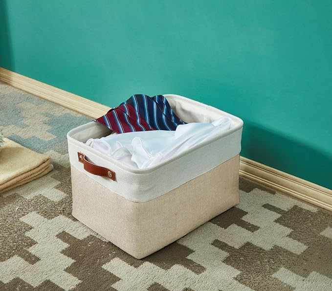 DECOMOMO Storage Bins Fabric Storage Baskets for Shelves, Linen Closet Organization Toys Nursery (Mixed Neutral, Large - 3 Pack)-Ruum Studio Home