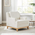 Oversized Accent Chair, Modern Boucle Armchair with Wood Legs, Modern Reading Chair with Thick Cushion, Comfy Chairs for Living Rooms, Bedrooms, Reading nooks and Apartments-Ruum Studio Home