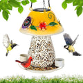 Mushroom Solar Bird Feeders for Outdoors Hanging Metal Wild Bird Feeder Garden Lantern with S Hook for Garden Decoration Yellow-Ruum Studio Home