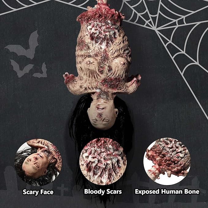 AW 32" Halloween Prop Limbless Woman Corpse Hanging Half Body Haunted House Party Yard Outdoor Decoration 2025-Ruum Studio Home