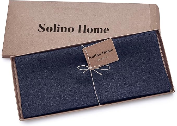 Solino Home Linen Navy Table Runner 72 Inches Long - 100% Pure Linen 14 x 72 Inch Table Runner for Dining, Fall, Autumn, Thanksgiving - Fete-Ruum Studio Home