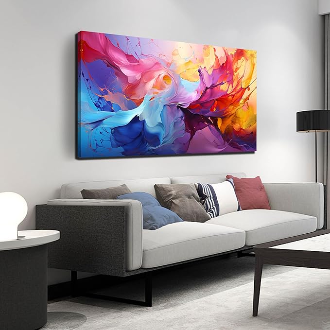 GUGIKA Abstract Wall Art for Living Room, Colorful Canvas Wall Decor for Bedroom, Picture Print, Size 48x24 Inches-Ruum Studio Home