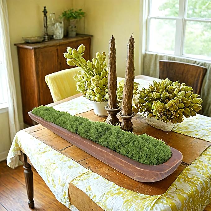 Athaliah Wooden Dough Bowl, Hand Carved Rustic Long Wood Dough Bowls for Decor, Vintage Large Wooden Bread Bowl for Table Centerpiece Dining Room Home Kitchen Decor Candles (40 Inch-Brown)-Ruum Studio Home