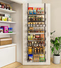 Over The Door Pantry Organizer, Wall Mount Spice Rack, Pantry Hanging Storage and Organization, 8 Adjustable Baskets Heavy-Duty Metal for Home & Kitchen, Back of Door Seasoning Rack - Black-Ruum Studio Home