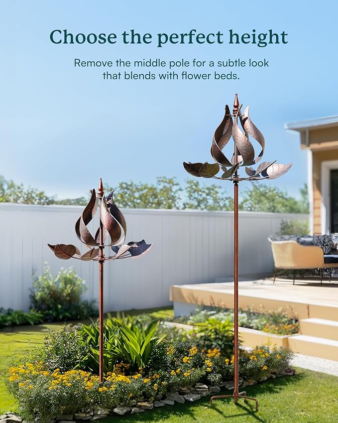 Wind Spinners Outdoor - Large Tulip Metal Wind Spinners with Stake, Garden Windmill Yard Spinner Lawn Decor (24" W x 75" H)-Ruum Studio Home
