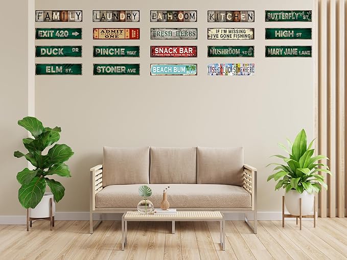 Vintage Tin Sign Retro Metal Butterfly Street Signs Stylish Wall Art Plaques for Home Decor Bathroom Kitchen House and Gothic Wall Decor or as a Unique Poster 16x4 in-Ruum Studio Home
