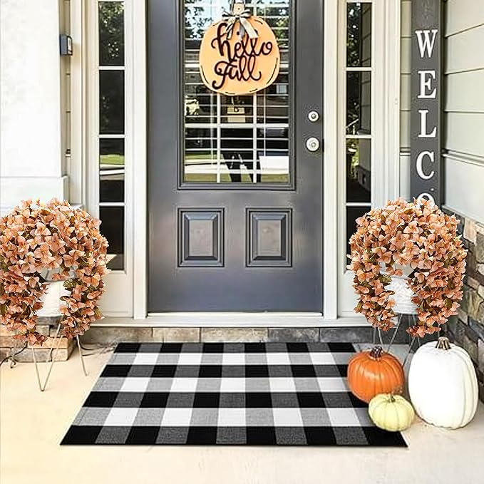 Bougainvillea Artificial Flowers Plants for Outdoors Outside Fall Autumn Decoration, 2 pcs Faux Silk Long Trailing Vines UV Resistant Look Real Brown Fake Flowers for Front Door Porch Planter Urn Yard-Ruum Studio Home