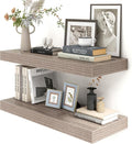 12 Inch Deep Floating Shelves for Wall | 30 Inch Floating Shelves Set of 2 | Rustic Grey Wood Shelves for Living Room Bathroom Laundry Room Bedroom Kitchen Home Office - Rustic Grey-Ruum Studio Home