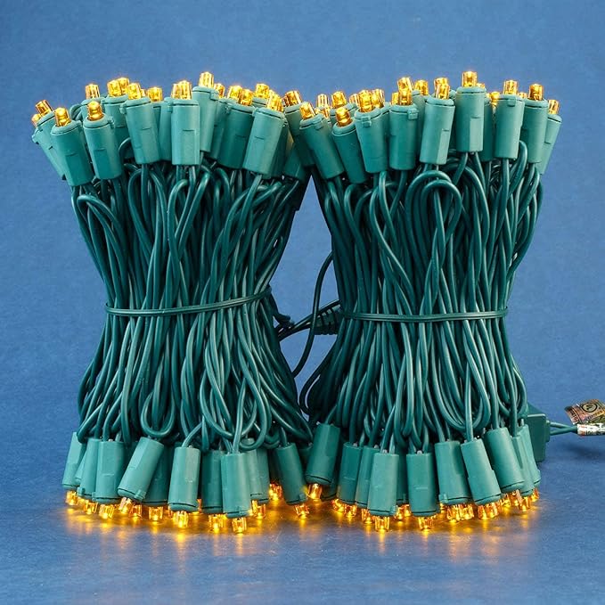 200 Count Orange Wide Angle LED Christmas Lights, 66 ft Green Wire UL Certified Commercial Grade 5mm Holiday String Light Set (Orange)-Ruum Studio Home